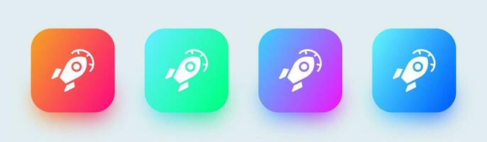 Optimization solid icon in square gradient colors. Rocket signs vector illustration.