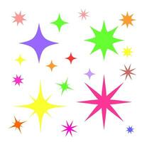 y2k stars modern colors, 00s elements, 2000s design, psychedelic stars black isolated on white background vector