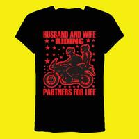 Husband and wife riding partners for life T-shirt vector