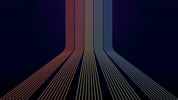 Abstract retro colorful lines on dark background. Vector illustration for your design.