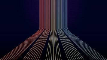 Abstract retro colorful lines on dark background. Vector illustration for your design.