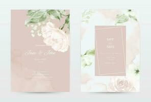 Rose watercolor invitation template cards of peach color collection vector