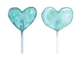 Set of heart-shaped lollipop cute with bright watercolor vector