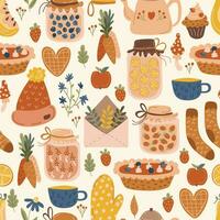 Cozy autumn. Hand drawing. Simple pattern. Vector illustration