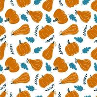 Pumpkins. Autumn print. Hand drawing. Simple pattern. Vector illustration