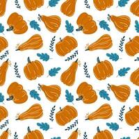 Pumpkins. Autumn print. Hand drawing. Simple pattern. Vector illustration