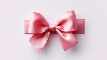 Pink ribbon bow on white background. ribbon bow. Generative Ai photo