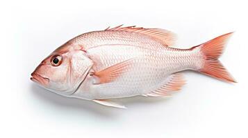 A snapper fish. Top view of Raw fish white snapper on white background. Generative Ai photo