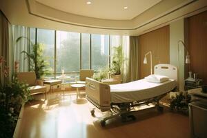 A modern luxury hospital room, Interior of Modern Hospital Room, Generative ai photo