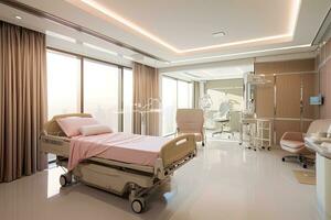 A modern luxury hospital room, Interior of Modern Hospital Room, Generative ai photo