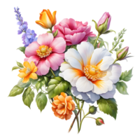 Luxus Blume Strauß Illustration, süß Hochzeit Blume Strauß ,transparent Blume Muster, generativ ai png