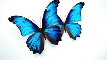 Blue tropical butterflies isolated on white background. Butterfly. Generative Ai photo