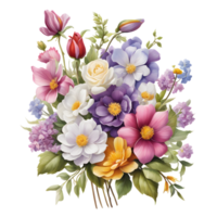 Luxury Flower Bouquet Illustration, Cute wedding Flower Bouquet ,Transparent Flower Pattern, Generative AI png