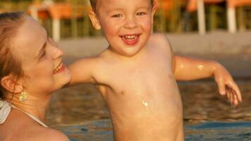 Little boy having fun at the seaside video