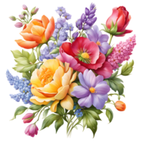 Luxury Flower Bouquet Illustration, Cute wedding Flower Bouquet ,Transparent Flower Pattern, Generative AI png