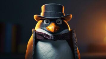 A Sherlock penguin the detective. generative ai photo