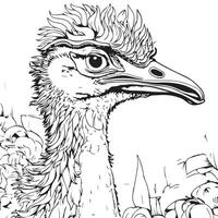 Adult coloring page of a ostrich vector