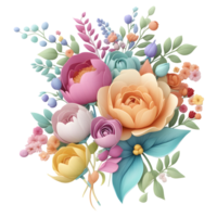 transparent décoratif floral conception, artificiel fleur conception, luxe fleur bouquet illustration, mignonne mariage fleur bouquet ,transparent fleur modèle, génératif ai png