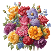 luxe fleur bouquet illustration, mignonne mariage fleur bouquet ,transparent fleur modèle, génératif ai png