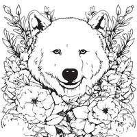 adult coloring page of a polar bear vector