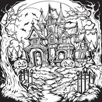 Adult coloring page  Night time Halloween vector