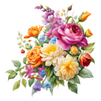 Luxury Flower Bouquet Illustration, Cute wedding Flower Bouquet ,Transparent Flower Pattern, Generative AI png