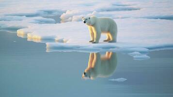 a polar bear on ice floe. generative ai photo