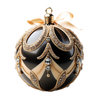 3d luxe zwart Kerstmis bal versierd met goud png