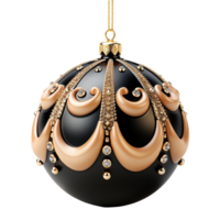 3d luxo Preto Natal bola decorado com ouro png