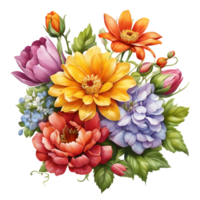 Luxury Flower Bouquet Illustration, Cute wedding Flower Bouquet ,Transparent Flower Pattern, Generative AI png