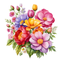 Luxury Flower Bouquet Illustration, Cute wedding Flower Bouquet ,Transparent Flower Pattern, Generative AI png