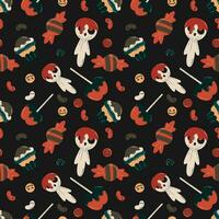 Halloween pattern in seamless style. Vector illustration.