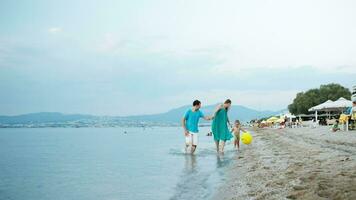 joven familia disfrutando un verano a el playa video