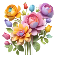 artificiell blomma bukett, blomma illustration, blommig png fil