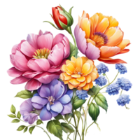 Luxury Flower Bouquet Illustration, Cute wedding Flower Bouquet ,Transparent Flower Pattern, Generative AI png