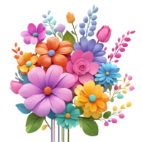 Luxury Flower Bouquet Illustration, Cute wedding Flower Bouquet ,Transparent Flower Pattern, Generative AI png