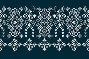 Ethnic geometric fabric pattern Cross Stitch.Ikat embroidery Ethnic oriental Pixel pattern blue background. Abstract,vector,illustration. Texture,clothing,frame,decoration,motifs,silk wallpaper. vector