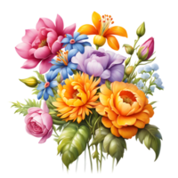 Luxury Flower Bouquet Illustration, Cute wedding Flower Bouquet ,Transparent Flower Pattern, Generative AI png