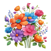 luxo flor ramalhete ilustração, fofa Casamento flor ramalhete ,transparente flor padrão, generativo ai png