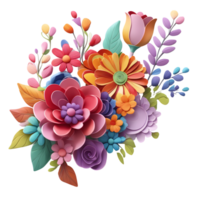 Transparent decorative floral design, Artificial flower design, Luxury Flower Bouquet Illustration, Cute wedding Flower Bouquet ,Transparent Flower Pattern, Generative AI png