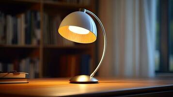 Modern Scandinavian style desk lamp. Idea for interior design. Generative Ai photo