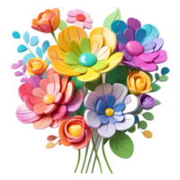 Transparent decorative floral design, Artificial flower design, Luxury Flower Bouquet Illustration, Cute wedding Flower Bouquet ,Transparent Flower Pattern, Generative AI png