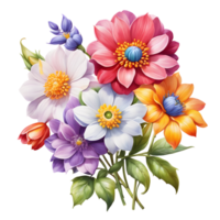 Luxury Flower Bouquet Illustration, Cute wedding Flower Bouquet ,Transparent Flower Pattern, Generative AI png