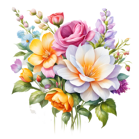 Luxury Flower Bouquet Illustration, Cute wedding Flower Bouquet ,Transparent Flower Pattern, Generative AI png