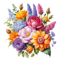 Luxury Flower Bouquet Illustration, Cute wedding Flower Bouquet ,Transparent Flower Pattern, Generative AI png