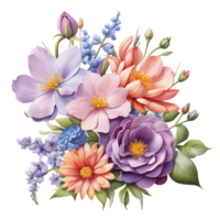 Luxury Flower Bouquet Illustration, Cute wedding Flower Bouquet ,Transparent Flower Pattern, Generative AI png