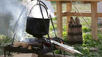 Steel vat with boiling water 1 video