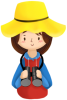 el niña con su amarillo sombrero. png