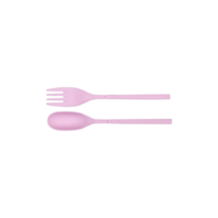 pink plastic spoon and fork on transparent background. pastel color png