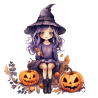 Halloween strega e zucca ai generativo png